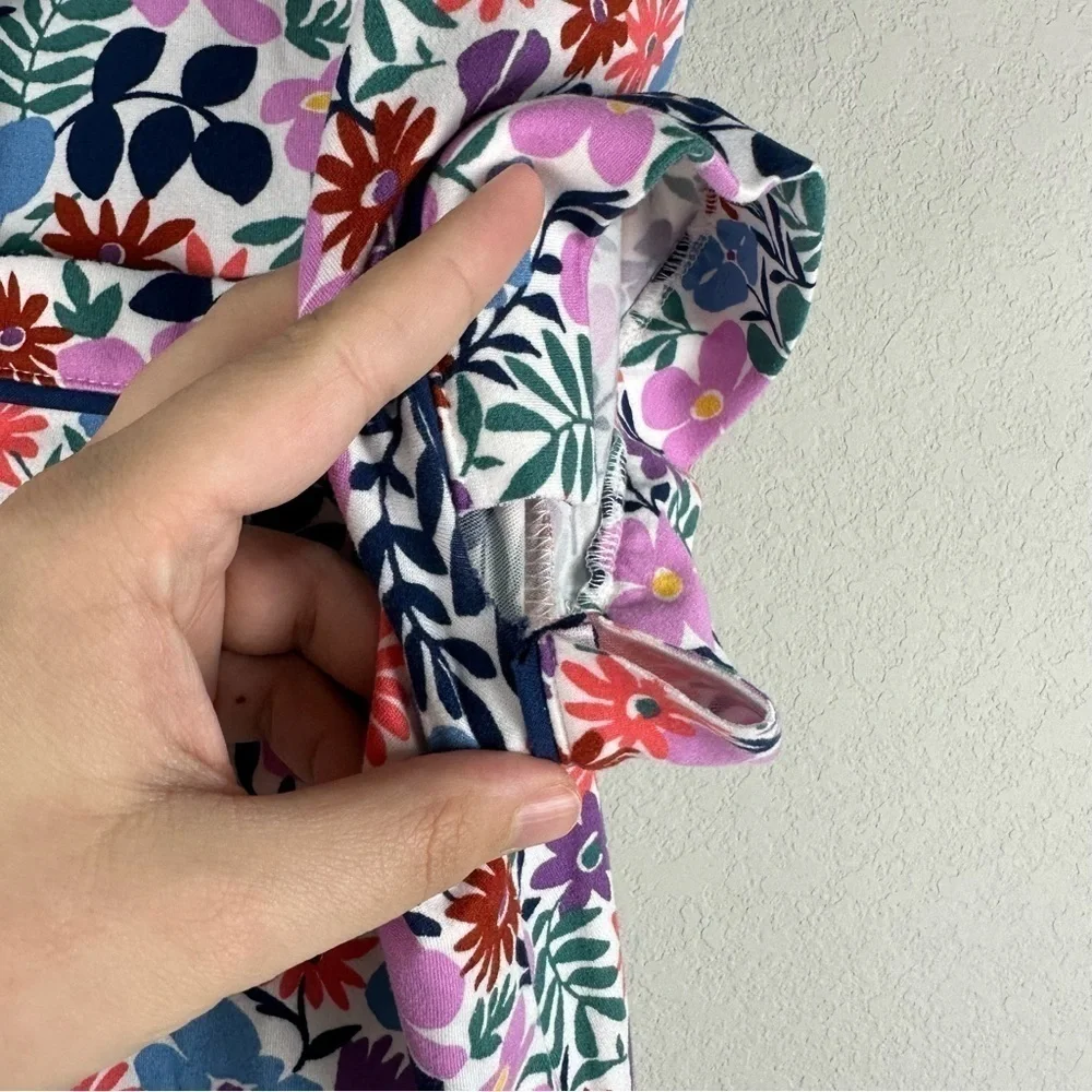 Kate Spade Floral Pajama PJ Button Front Top Size Large
